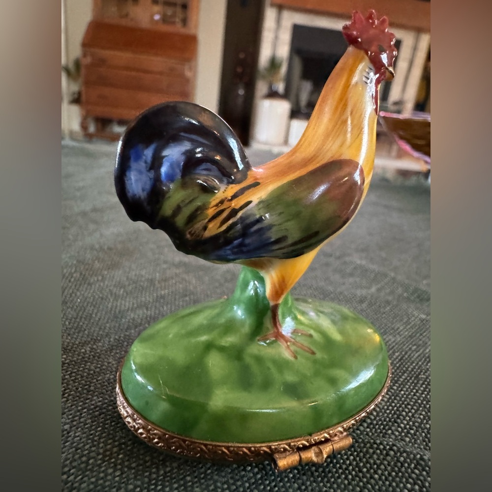 Limoges Hand-Painted Rooster Trinket Box - Picture 4 of 10
